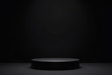 Empty Black Round Display Podium for Product Presentation