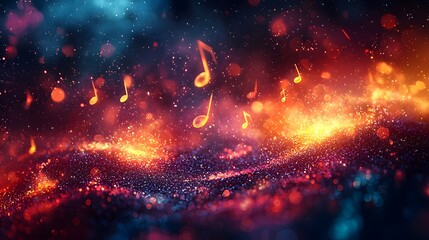 Vibrant Festival Inspired Music Note Background Radiating Energetic