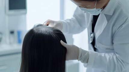 Hair restoration therapy in a clean, modern medical office. Featuring personalized care and advanced regrowth treatments