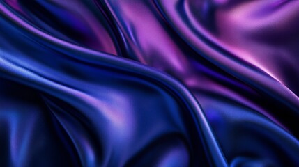 Fototapeta premium Abstract close-up of shiny purple and blue silk fabric with smooth flowing folds. Luxury and elegance textile pattern concept