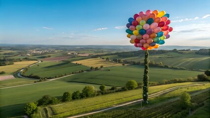 Rolling hills of autumn vineyards paint a rural landscape under a vast, cloud-strewn sky