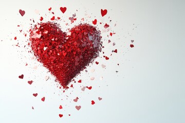 Colorful heart shape made of sparkling foam pieces, creating a joyful display of love and celebration in a festive setting perfect for special occasions