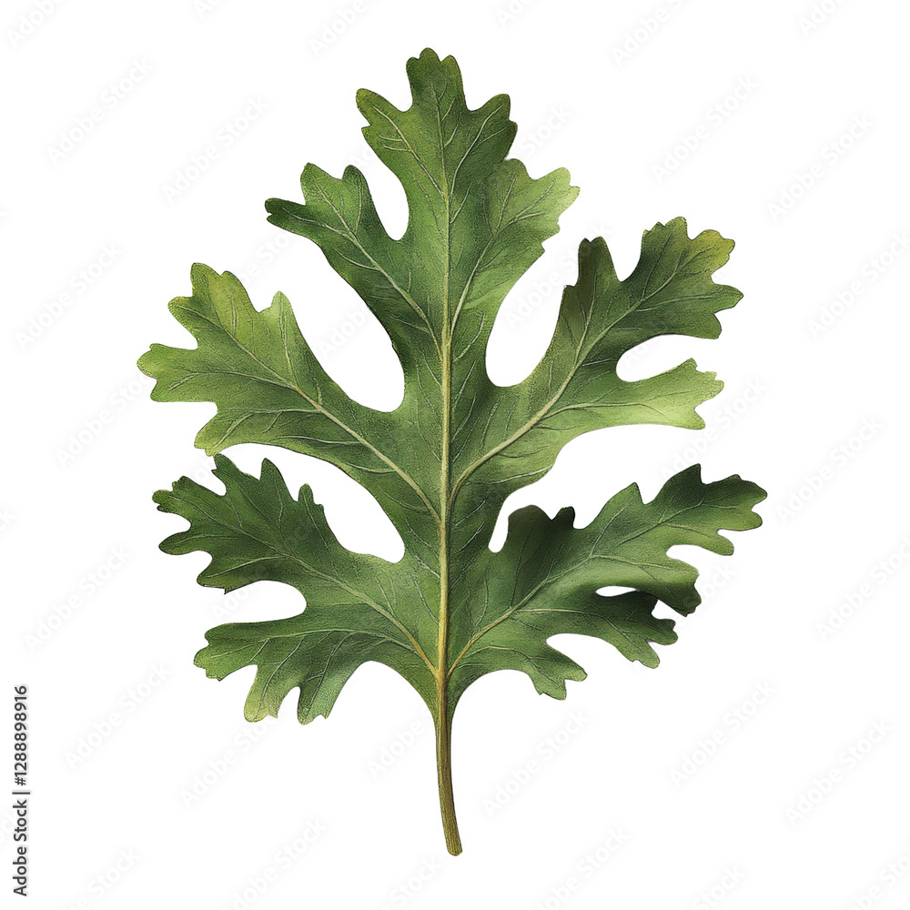Poster close-up of a green leaf isolated on a black background with intricate details and textures visible 