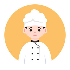 Chef Character with Bright Orange Background in Modern Flat Design