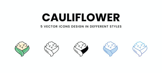 Cauliflower vector icons set stock illustration.