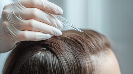 Naklejka premium Hair restoration therapy in a contemporary beauty clinic. Featuring advanced treatments and rejuvenating regrowth solutions