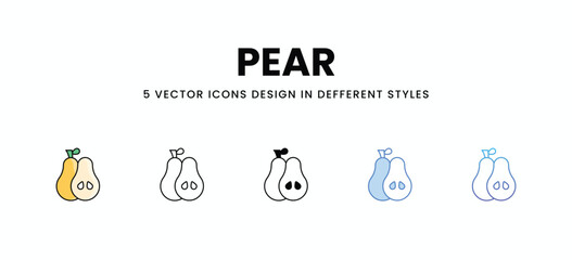 Pear vector icons set stock illustration.