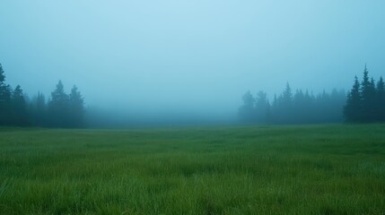 Fototapeta premium Misty blue background of wild grass meadow 