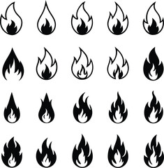 fire flame set vector illustration