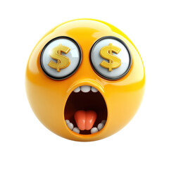 Obraz premium Isolated Surprised Emoji with Dollar Sign Eyes
