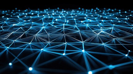 Abstract Digital Network Mesh with Glowing Blue Connections