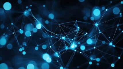 Abstract Blue Connection Background with Glowing Dots and Lines