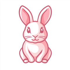 Obraz premium Pink Cartoon Bunny Rabbit Illustration Cute Hare Sitting Childrens Book Easter