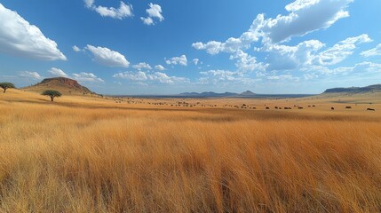 Obraz premium African Savanna Landscape Under Sunny Sky