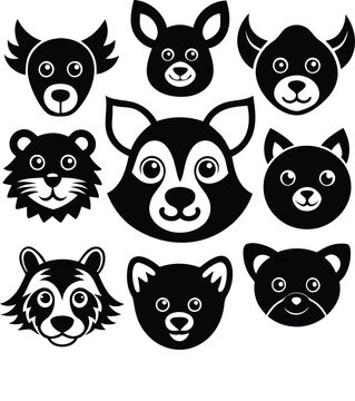 animal head icon set vector illustration