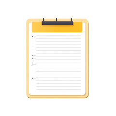 Isolated Clipboard with Blank Paper