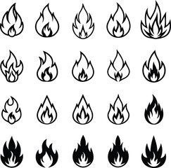 fire flame set vector illustration