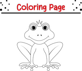Cute Frog coloring page. animal coloring book page for kids