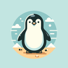 A minimalist penguin illustration, featuring a simple and modern design. Perfect for creative projects, branding, or educational materials.