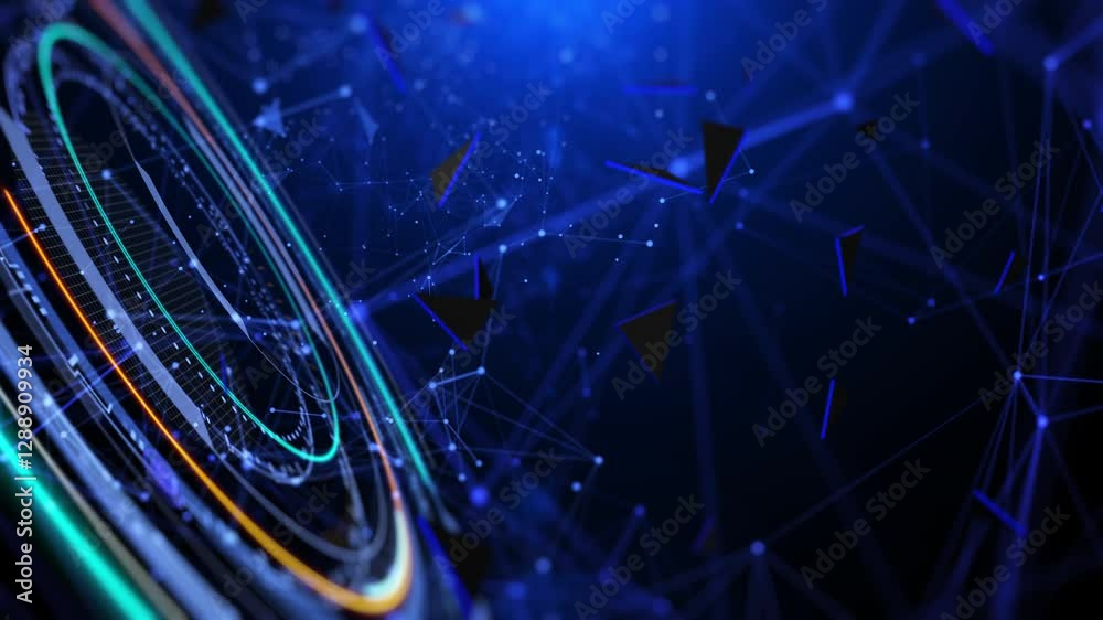 Aufkleber technology hud ui holographic advance futuristic circle spinning data interface transferring 4k moti