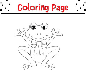 Cute Frog coloring page. animal coloring book page for kids