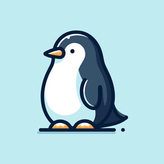 A minimalist penguin illustration, featuring a simple and modern design. Perfect for creative projects, branding, or educational materials.
