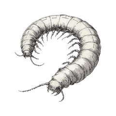 Hand-drawn vintage art, black sketch effect, aquatic animal illustration, rodent, centipede, antique style, wildlife, vector, print design, trendy, old engraving, white background, nature