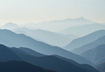 Obraz premium Layered Mountain Range With Hazy Sky at Dusk