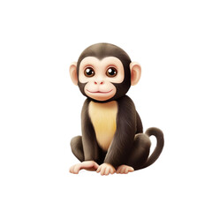 3D vector icon of Capuchin monkey isolated on transparency background