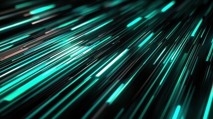 Dynamic Light Streaks with Vibrant Shades of Teal and Black Background