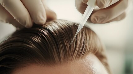 Hair restoration therapy in a minimalist medical clinic. Featuring advanced regrowth solutions and expert care