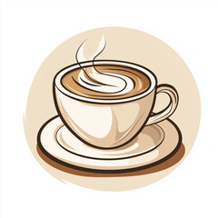 Obraz premium Steaming Cup of Coffee Latte Art Beige Mug Coffee Break