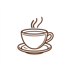 Obraz premium Hot Coffee Cup on Saucer Line Art Illustration