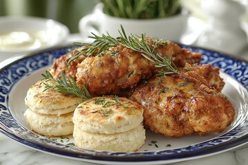 Savoring crispy golden-brown fried chicken home kitchen food photography cozy setting close-up culinary delight