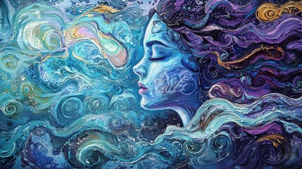 Vibrant Aquarius Water Flow Canvas