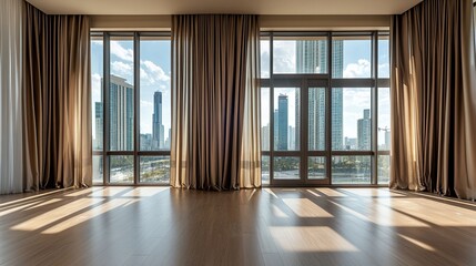 Obraz premium Modern apartment living room with city view