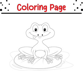 Cute Frog coloring page. animal coloring book page for kids