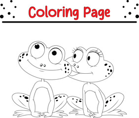Cute Frog coloring page. animal coloring book page for kids