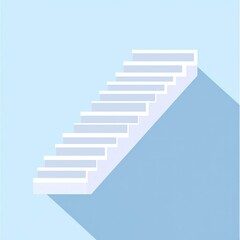 Obraz premium Simple White Stairs on Light Blue Background