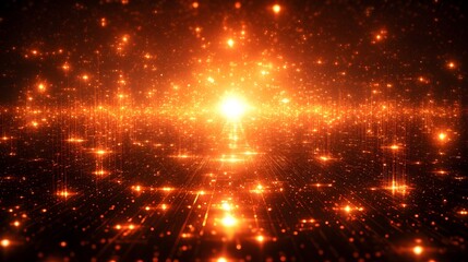 Obraz premium Vibrant Abstract Light Effect with Golden Sparkles and Radiant Glow in Dark Background