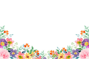 Watercolor flowers frame background for design. Floral border frame card template. Vector design illustration. for banner, wedding card. © Adorabella