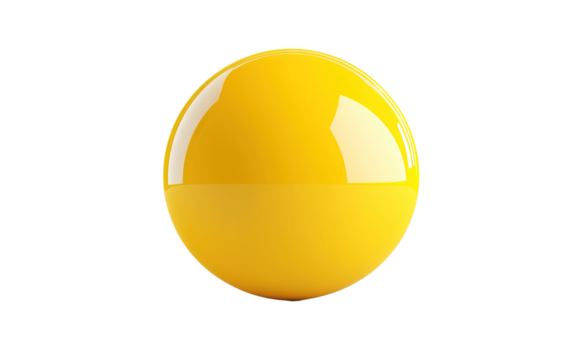 Floated round yellow ball on transparent or white background,png