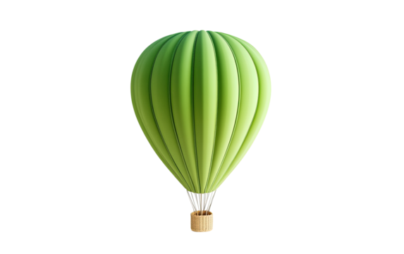 Floated green Hot-air balloon on transparent or white background,png