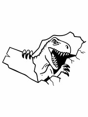 Roaring T-Rex Tearing Paper - Children's Dinosaur Coloring Page Vector