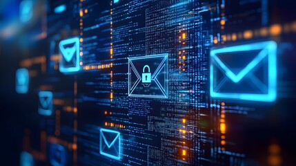 Digital Email Security Concept with Lock Icon Representing Encryption and Privacy Protection