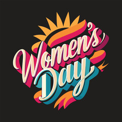 Women's  day vector art with black background.
