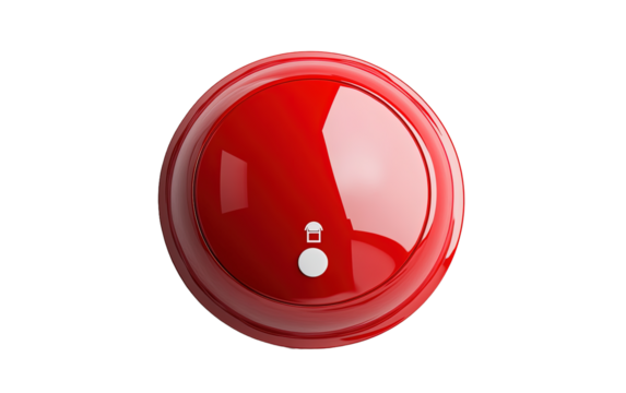 Fire alarm 3d render icon on transparent or white background,png
