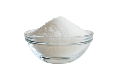Fine ground salt in glass transparent on transparent or white background,png