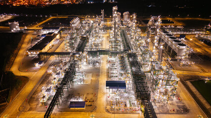 Close-Up of Refinery Pipes and Machinery