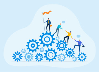 Flat vector illustration design Business process concept and business developer team working. people meeting planning management for company vision mission concept  © APN Design